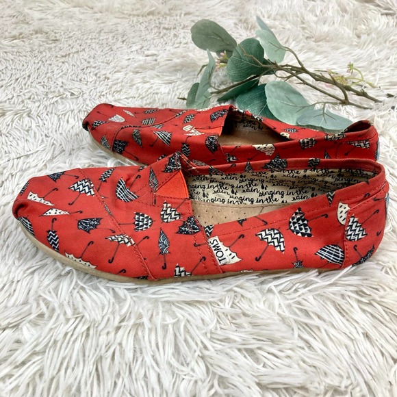 Toms Umbrella Rain Print Canvas Flat Shoes - Picture 6 of 7
